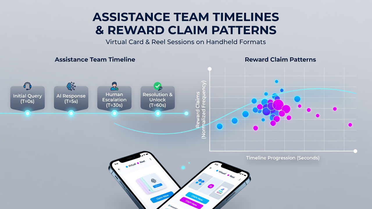 Diagramm zeigt Zeitverläufe von Support-Interaktionen und Belohnungsansprüche in mobilen Casino-Sessions