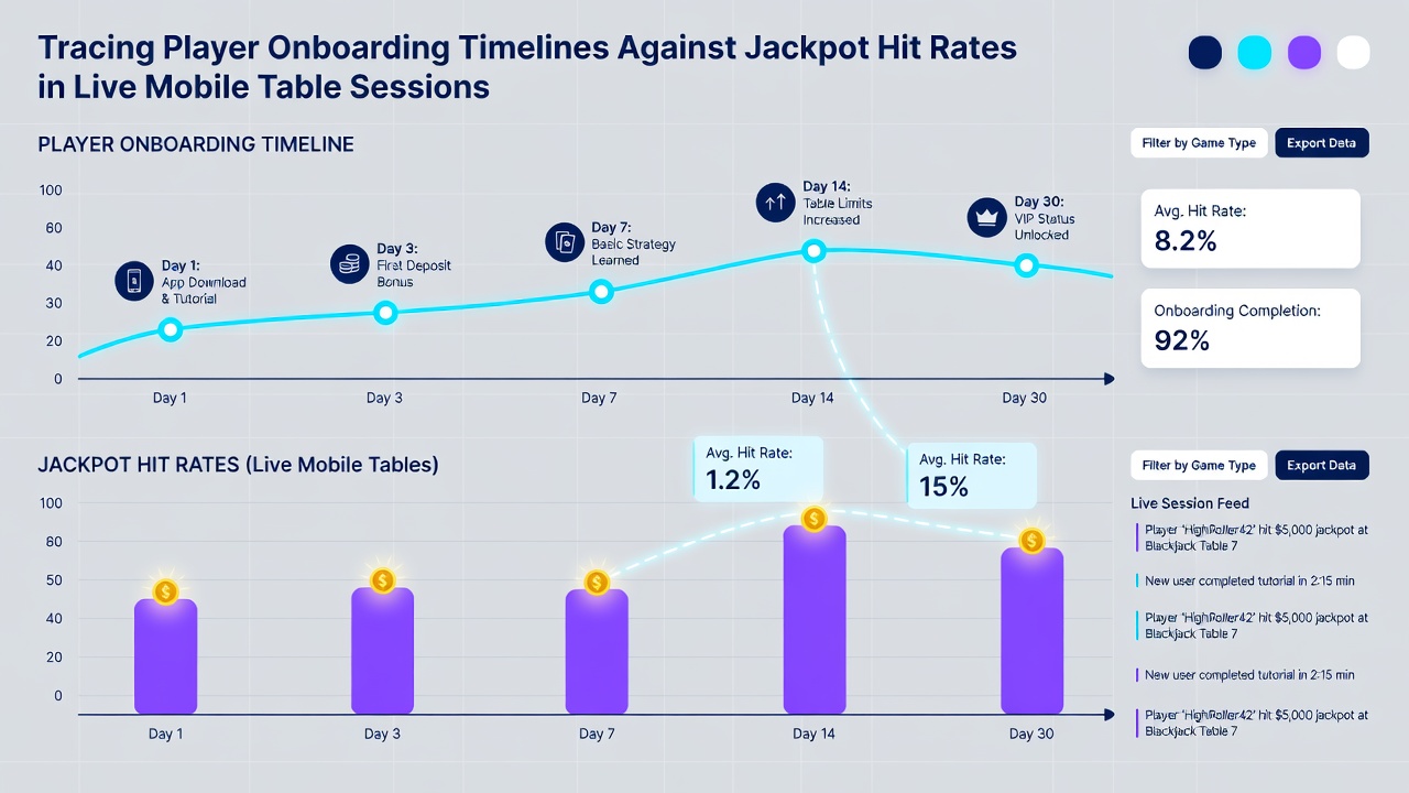 Visualisierung von Onboarding-Timelines versus Jackpot-Hitraten in Live-Mobile-Tischspielen