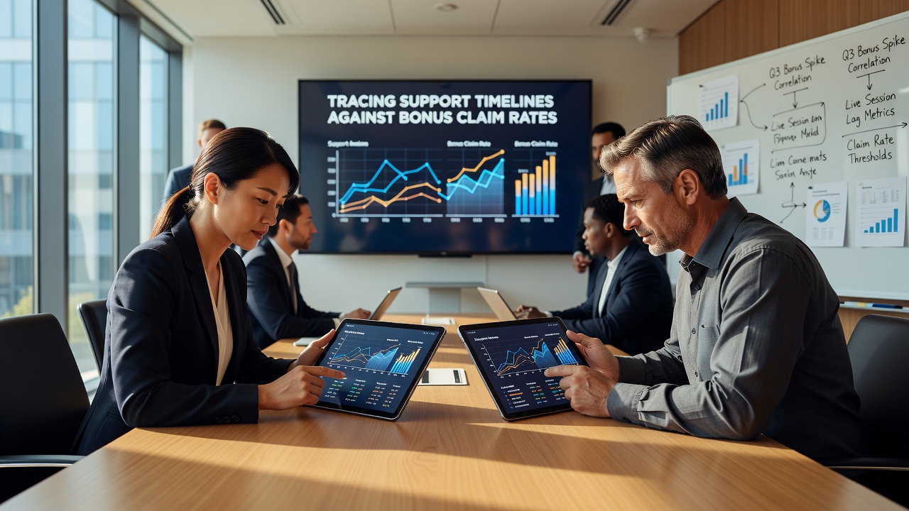 Grafik mit Vergleichsdaten zu Support-Timelines und Bonus-Beanspruchung in portablen Casino-Sitzungen