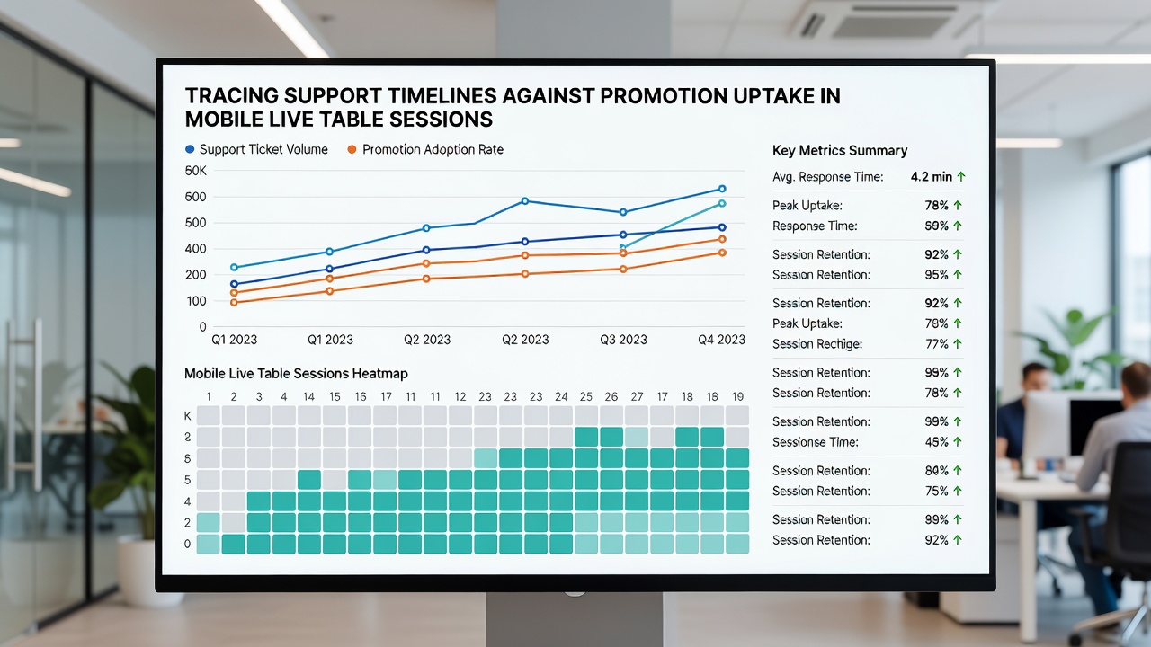 Grafik illustriert Muster der Support-Timelines und Bonusnutzung in mobilen Live-Tischspielen