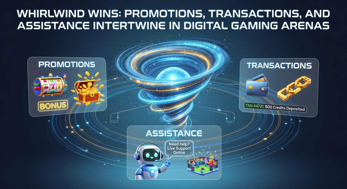 Dynamische Szene in einer digitalen Gaming-Arena mit leuchtenden Promotionen, flinken Transaktionen und hilfreichem Support im Vordergrund